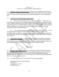 Declaration of Affordable Housing Covenants - Sample - City of Philadelphia, Pennsylvania, Page 12