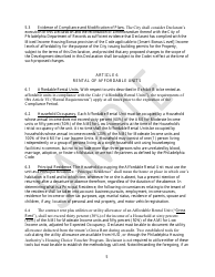 Declaration of Affordable Housing Covenants - Sample - City of Philadelphia, Pennsylvania, Page 5