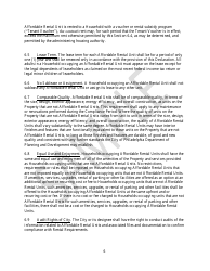 Declaration of Affordable Housing Covenants - Sample - City of Philadelphia, Pennsylvania, Page 6
