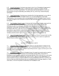 Declaration of Affordable Housing Covenants - Sample - City of Philadelphia, Pennsylvania, Page 7