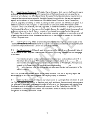 Declaration of Affordable Housing Covenants - Sample - City of Philadelphia, Pennsylvania, Page 9