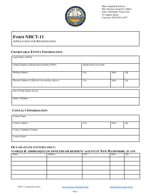 Form NHCT-11  Printable Pdf