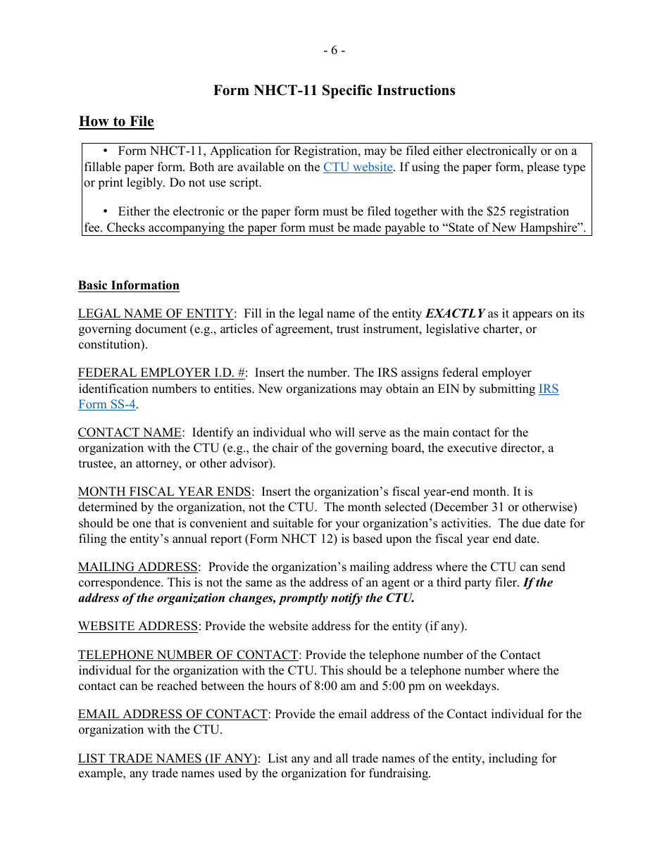 Instructions for Form NHCT-11 Application for Registration - New Hampshire, Page 5