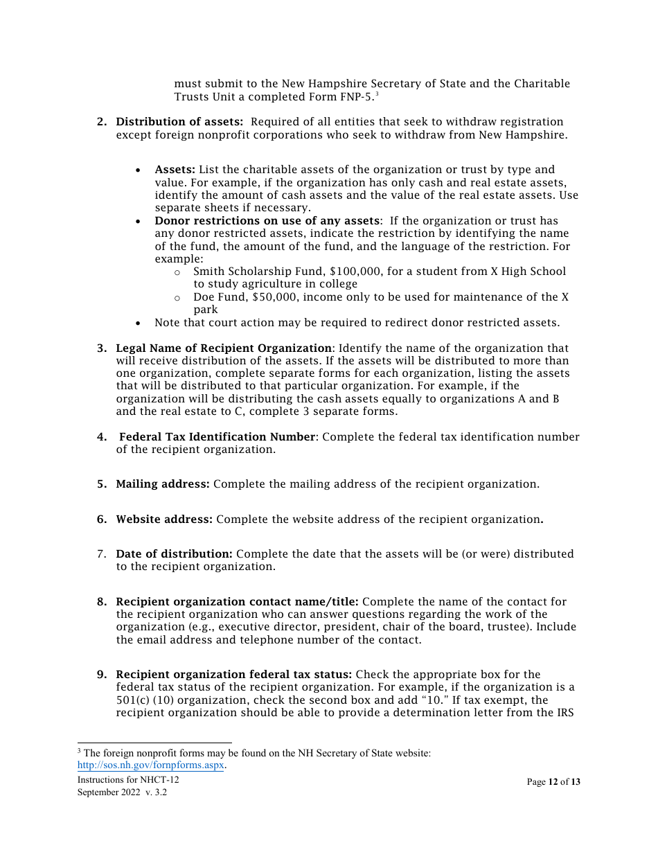 Instructions for Form NHCT-12 Annual Report - New Hampshire, Page 12