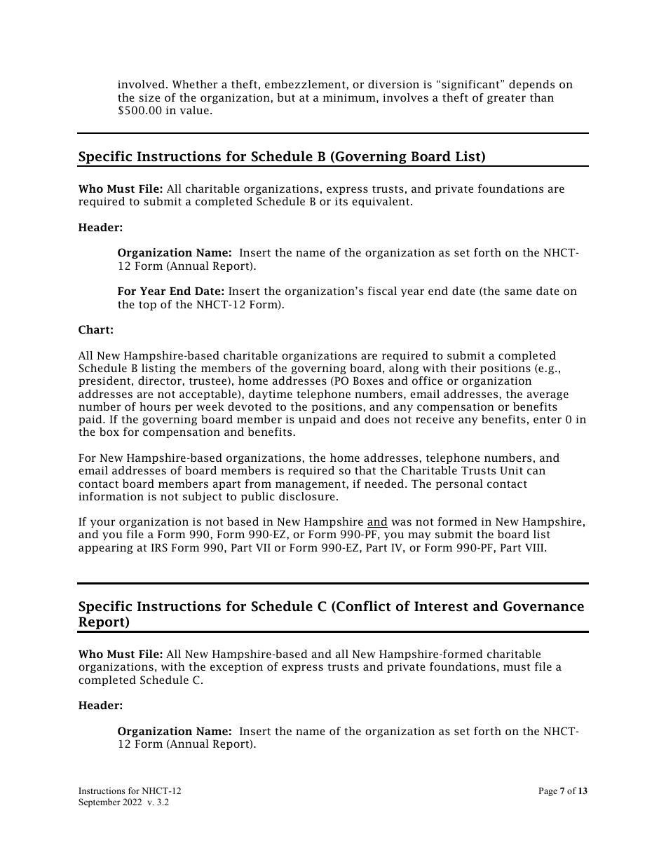 Instructions for Form NHCT-12 Annual Report - New Hampshire, Page 7