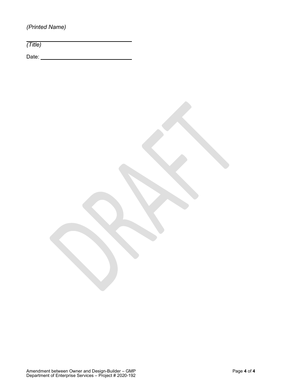 Attachment 1A Design-Build Services Contract Amendment - Pierce College - Fort Steilacoom Olympic South Building - Draft - Washington, Page 4