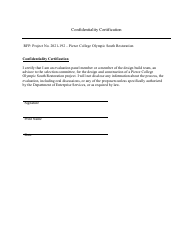 Document preview: Attachment 12 Confidentiality Certification - Pierce College Olympic South Restoration - Washington