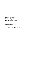 Document preview: Attachment 11 Price Factor Form - Clark College - Advanced Manufacturing Center Building - Washington