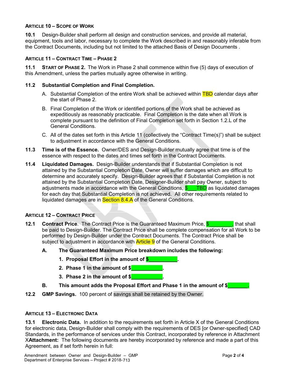 Attachment 1A Proposed Gmp Amendment to the Contract - Washington Center for Deaf and Hard of Hearing Youth - Academic  Pe Building - Washington, Page 4