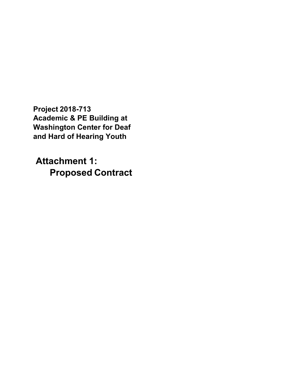Attachment 1 Proposed Contract - Washington Center for Deaf and Hard of Hearing Youth - Academic  Pe Building - Draft - Washington, Page 1