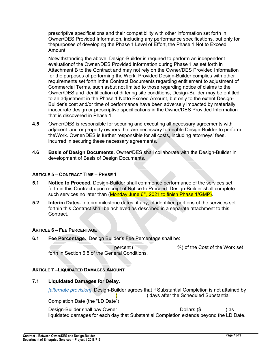 Attachment 1 Proposed Contract - Washington Center for Deaf and Hard of Hearing Youth - Academic  Pe Building - Draft - Washington, Page 8