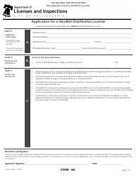 Document preview: Form AB (L_042_F) Application for a Handbill Distribution License - City of Philadelphia, Pennsylvania