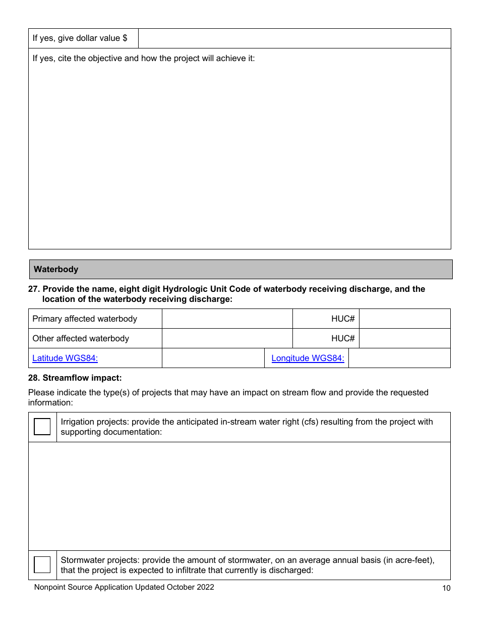 Nonpoint Source Project Long Application (Design and Construction Projects) - Clean Water State Revolving Fund - Oregon, Page 10