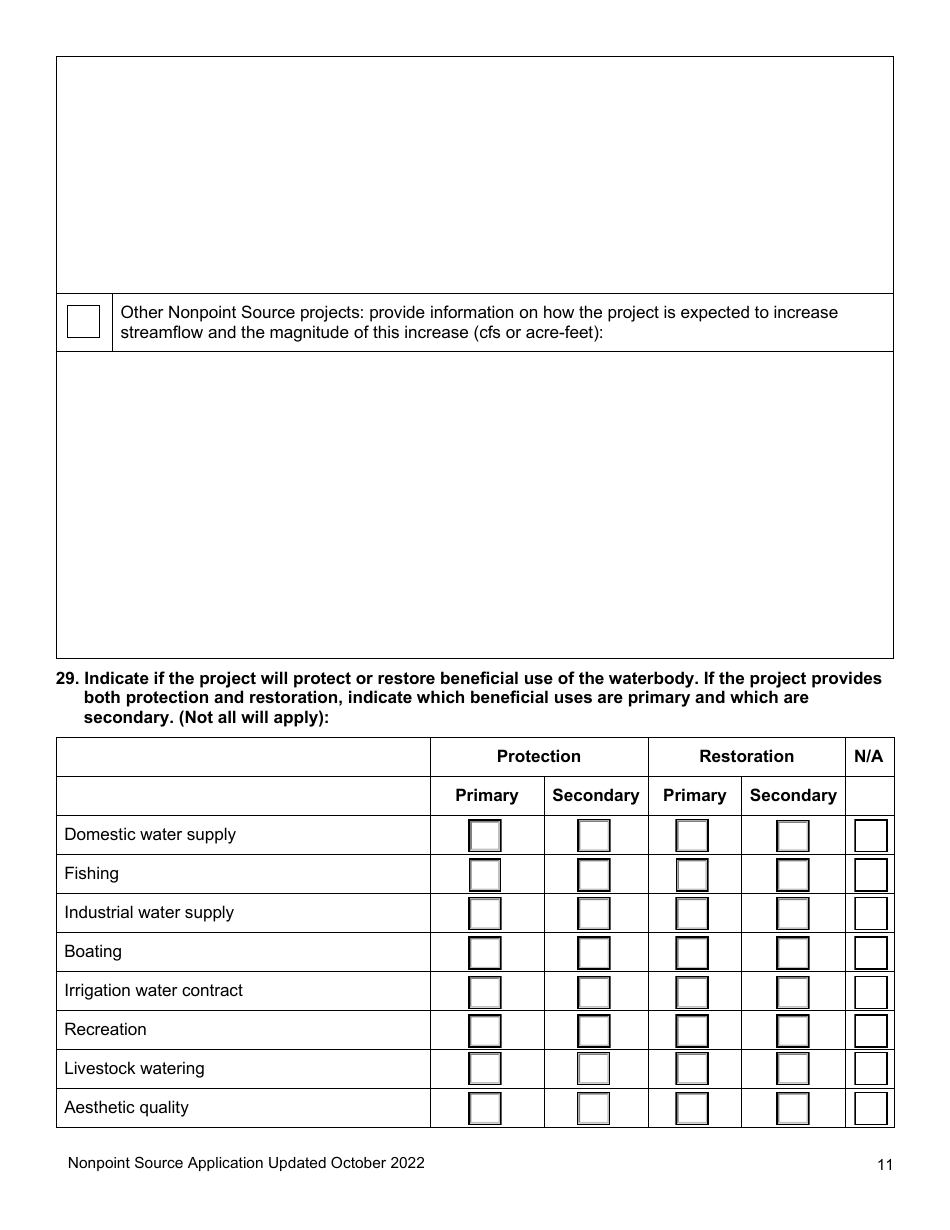 Nonpoint Source Project Long Application (Design and Construction Projects) - Clean Water State Revolving Fund - Oregon, Page 11