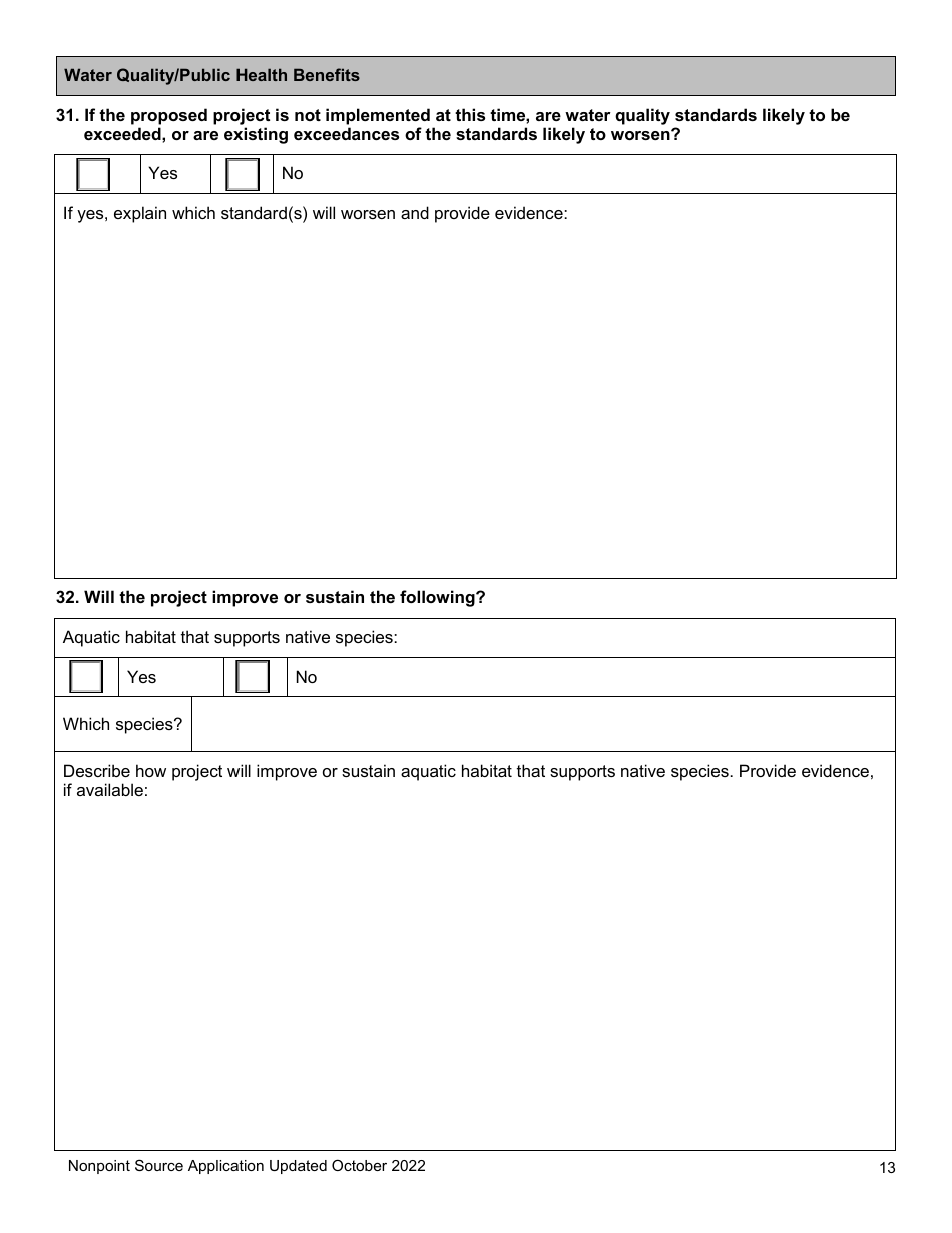 Nonpoint Source Project Long Application (Design and Construction Projects) - Clean Water State Revolving Fund - Oregon, Page 13