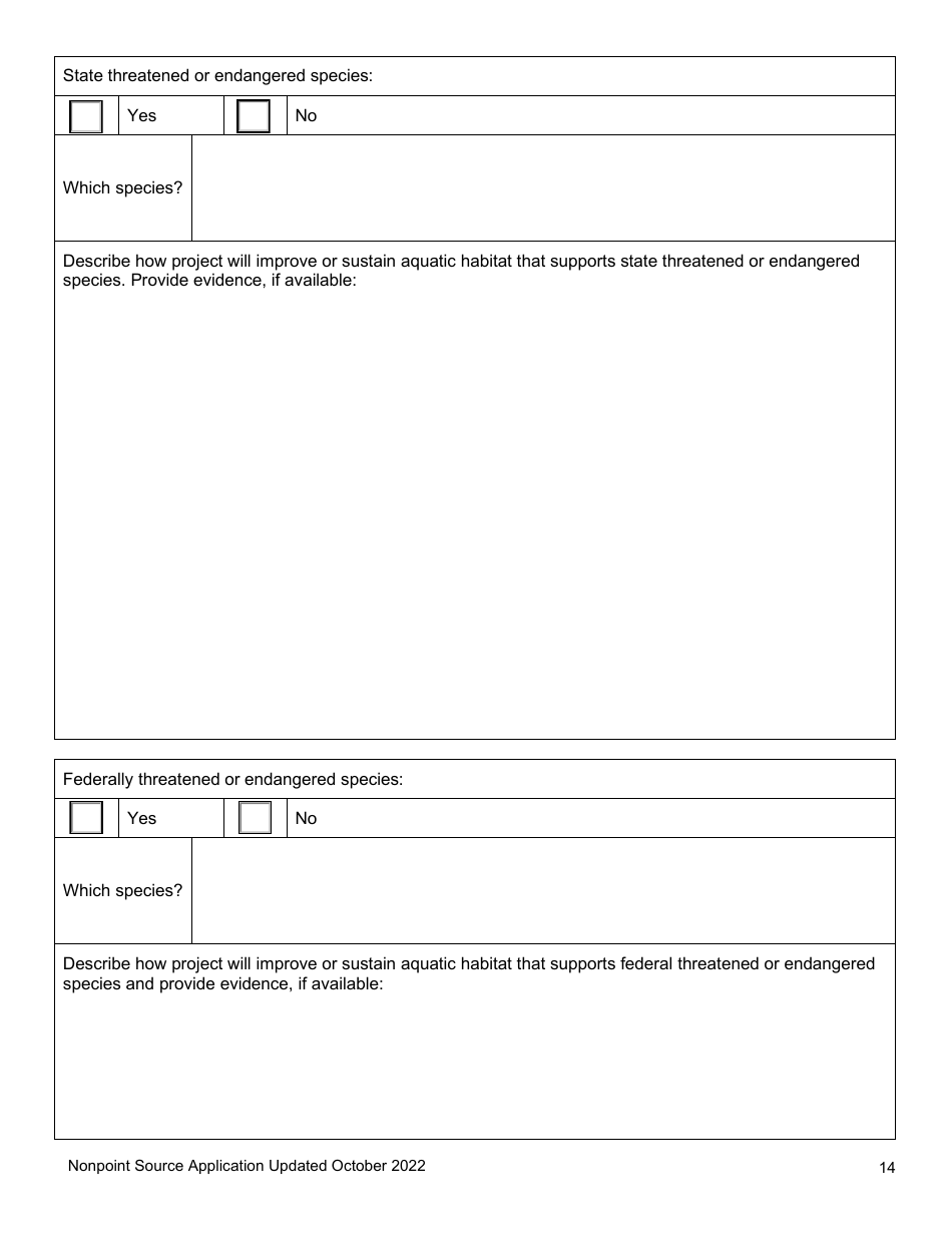 Nonpoint Source Project Long Application (Design and Construction Projects) - Clean Water State Revolving Fund - Oregon, Page 14