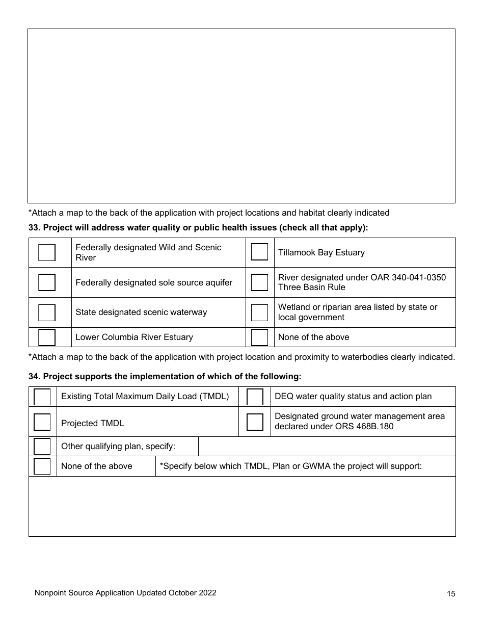 Nonpoint Source Project Long Application (Design and Construction Projects) - Clean Water State Revolving Fund - Oregon, Page 15