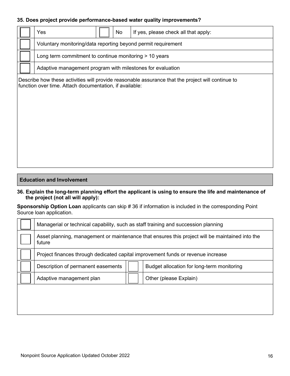 Nonpoint Source Project Long Application (Design and Construction Projects) - Clean Water State Revolving Fund - Oregon, Page 16