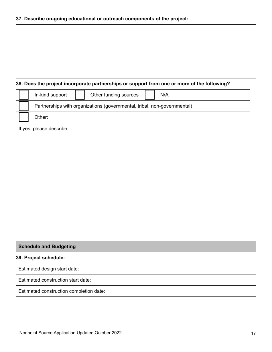 Nonpoint Source Project Long Application (Design and Construction Projects) - Clean Water State Revolving Fund - Oregon, Page 17