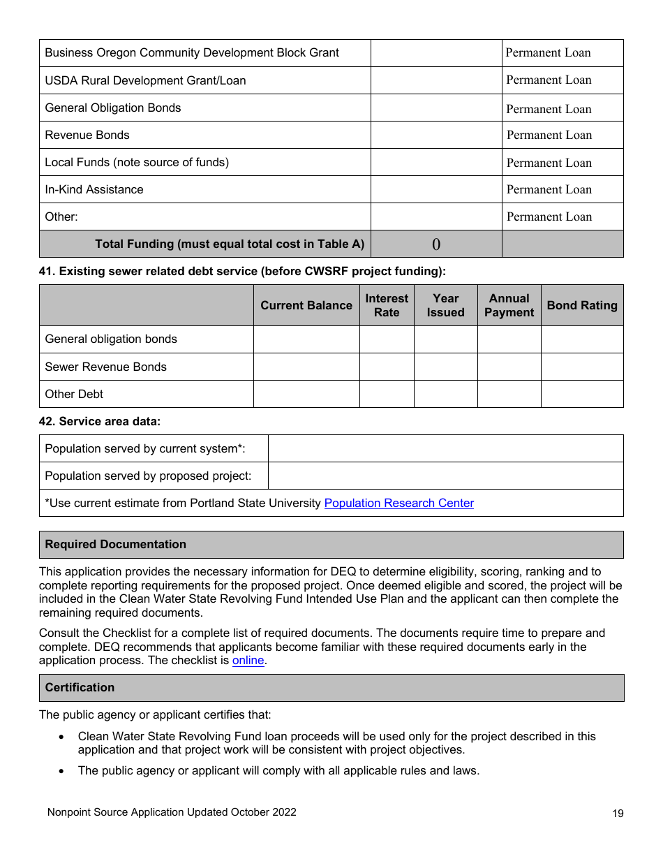 Nonpoint Source Project Long Application (Design and Construction Projects) - Clean Water State Revolving Fund - Oregon, Page 19