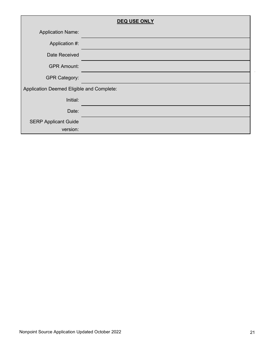 Nonpoint Source Project Long Application (Design and Construction Projects) - Clean Water State Revolving Fund - Oregon, Page 21