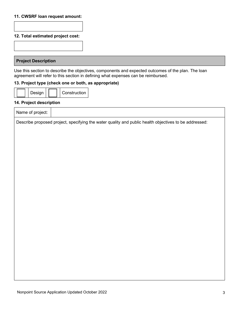 Nonpoint Source Project Long Application (Design and Construction Projects) - Clean Water State Revolving Fund - Oregon, Page 3