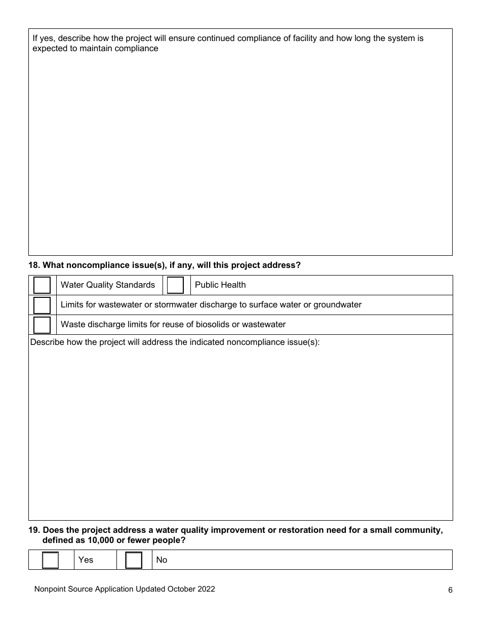 Nonpoint Source Project Long Application (Design and Construction Projects) - Clean Water State Revolving Fund - Oregon, Page 6