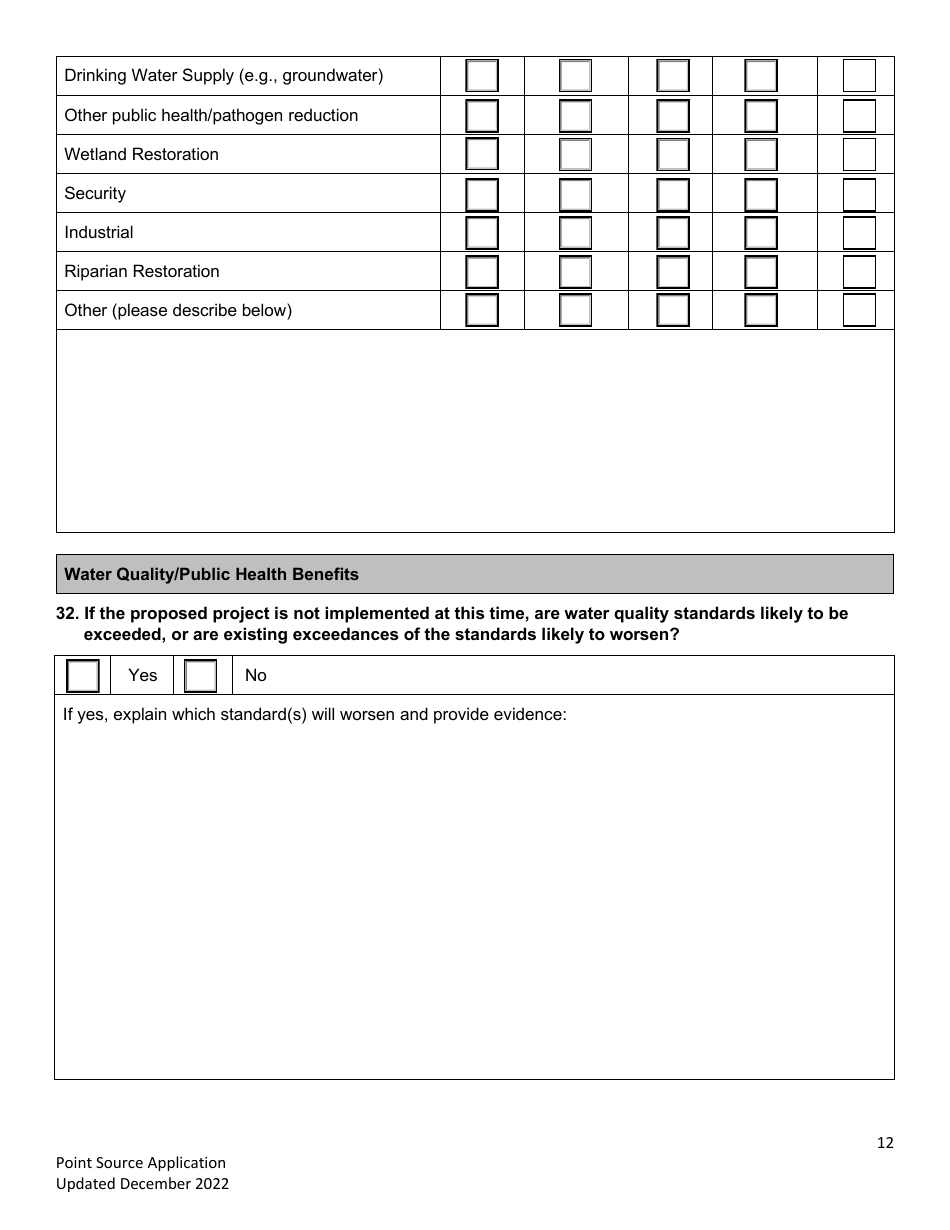 Point Source Project Loan Application (Design and Construction Projects) - Clean Water State Revolving Fund - Oregon, Page 12