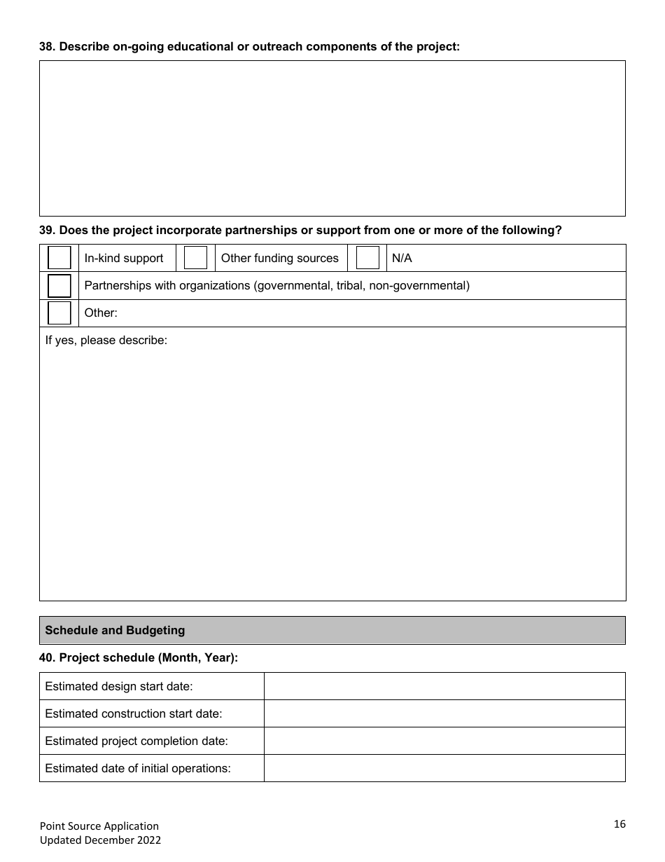 Point Source Project Loan Application (Design and Construction Projects) - Clean Water State Revolving Fund - Oregon, Page 16