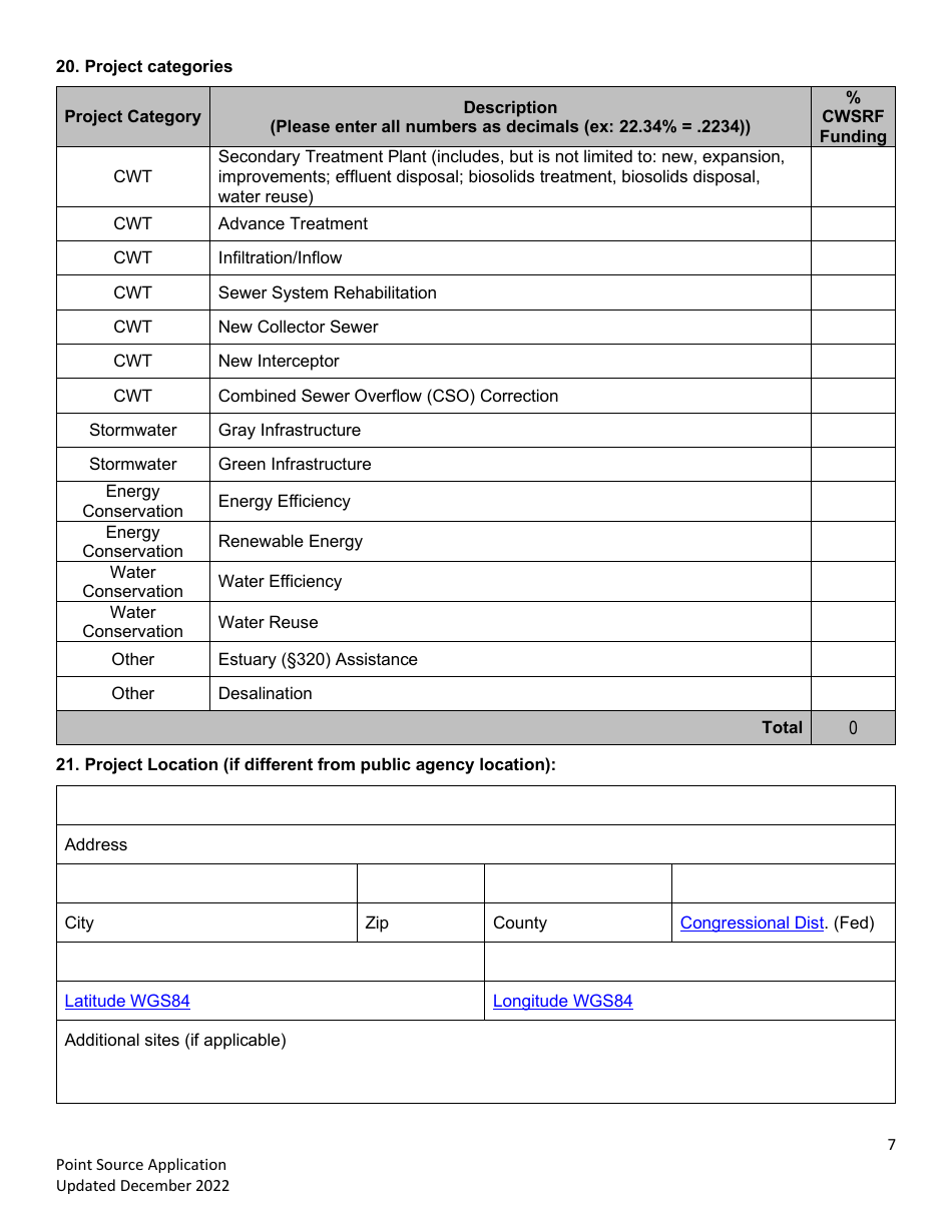 Point Source Project Loan Application (Design and Construction Projects) - Clean Water State Revolving Fund - Oregon, Page 7