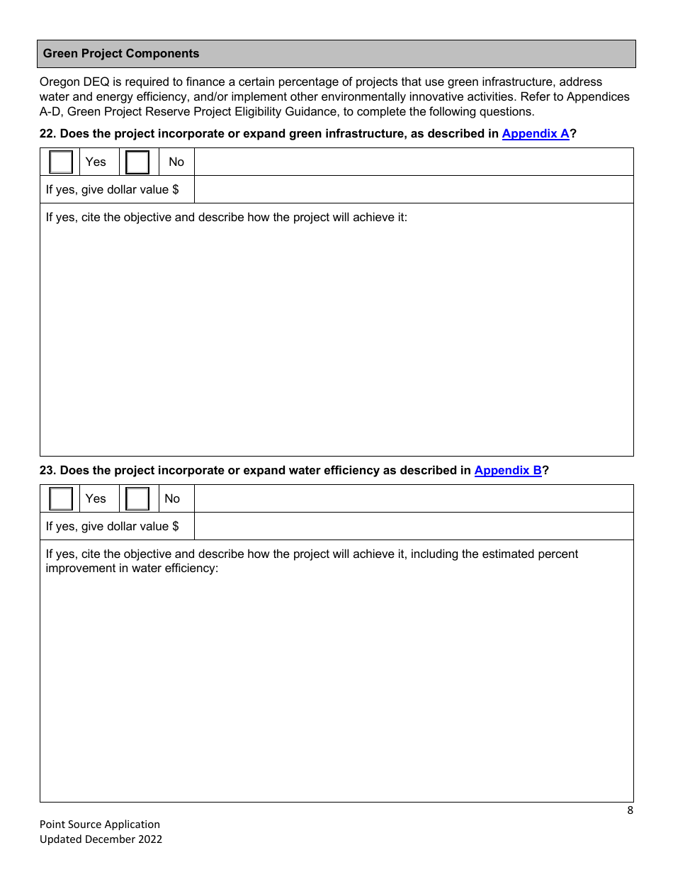 Point Source Project Loan Application (Design and Construction Projects) - Clean Water State Revolving Fund - Oregon, Page 8