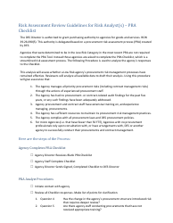Risk Assessment Review Guidelines for Risk Analyst(S) - Pra Checklist - Washington