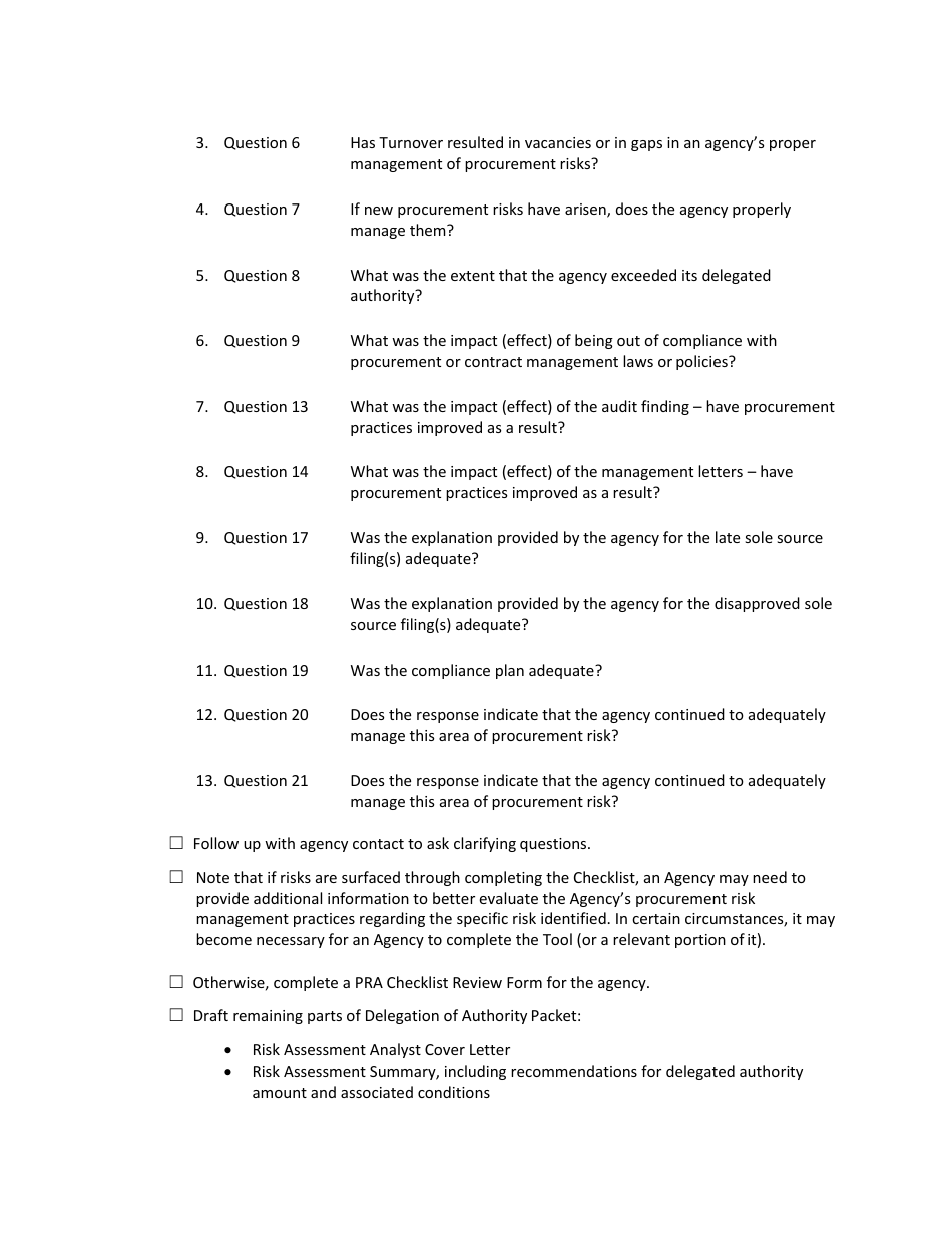 Washington Risk Assessment Review Guidelines For Risk Analyst S Pra Checklist Fill Out