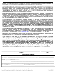 Annual Tag Transfer Organization Application - Nevada, Page 2