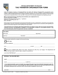 Document preview: Tag Transfer Organization Form - Nevada