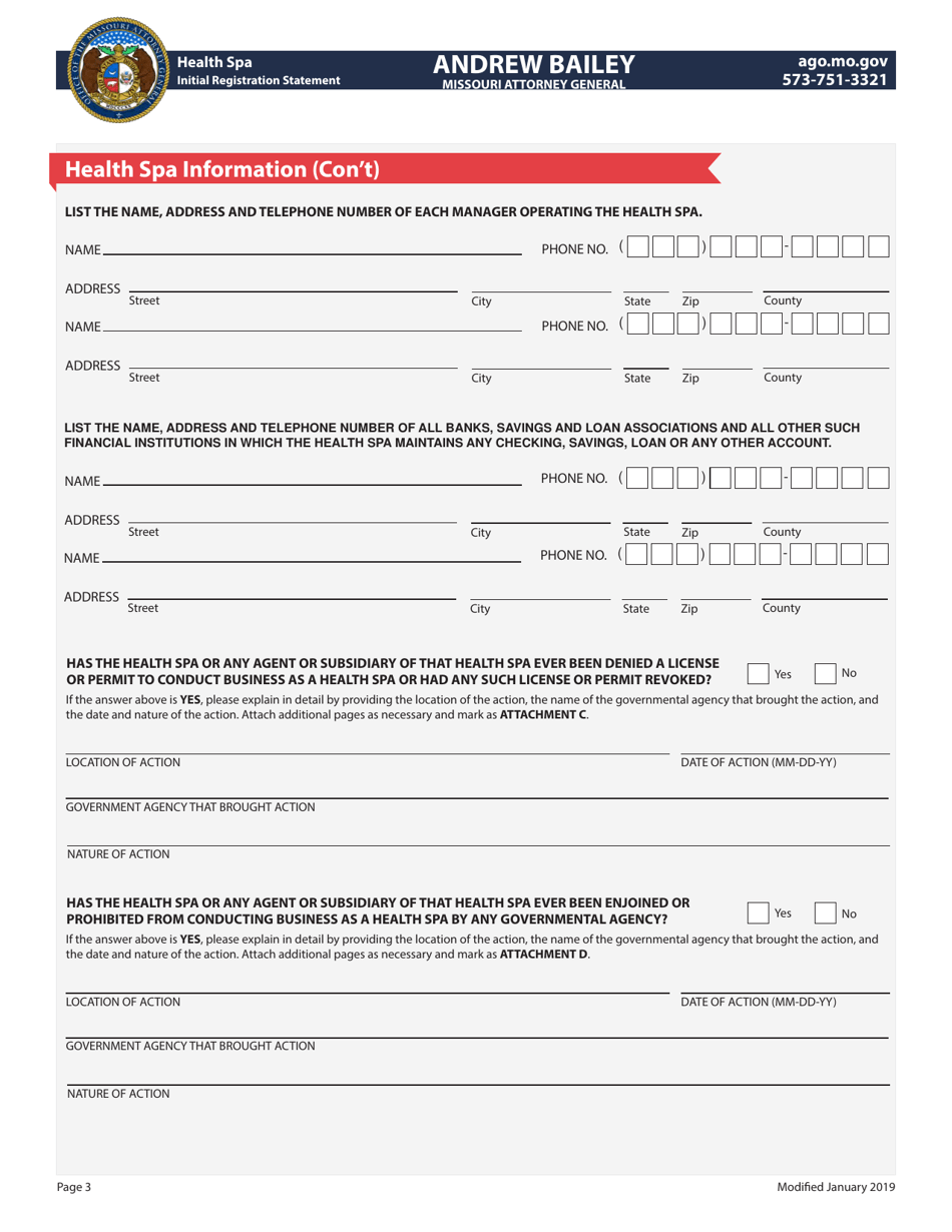 Health SPA Initial Registration Statement - Missouri, Page 3
