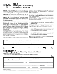 Form NC-4 Employee&#039;s Withholding Allowance Certificate - North Carolina, Page 2