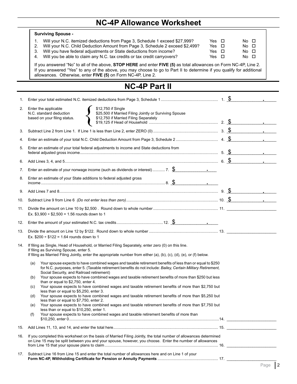 Form NC-4P Withholding Certificate for Pension or Annuity Payments - North Carolina, Page 4