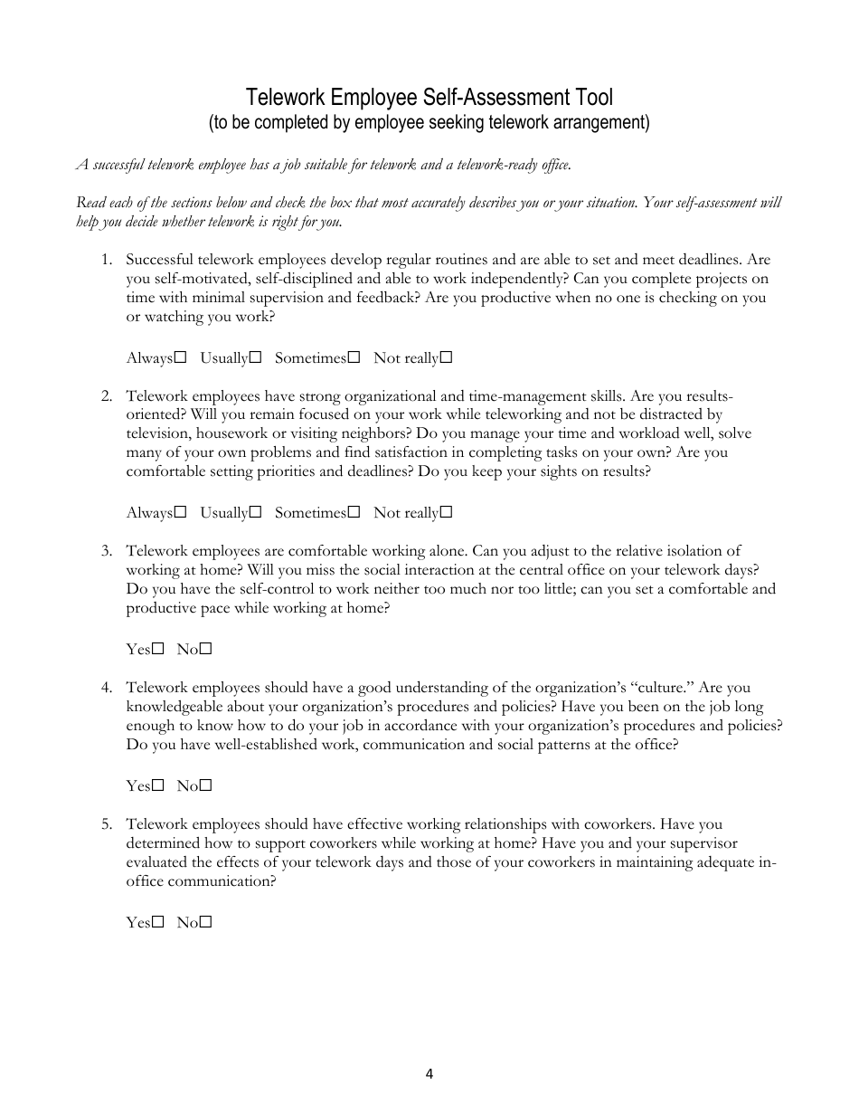 Telework Suitability Tool - Washington, Page 5