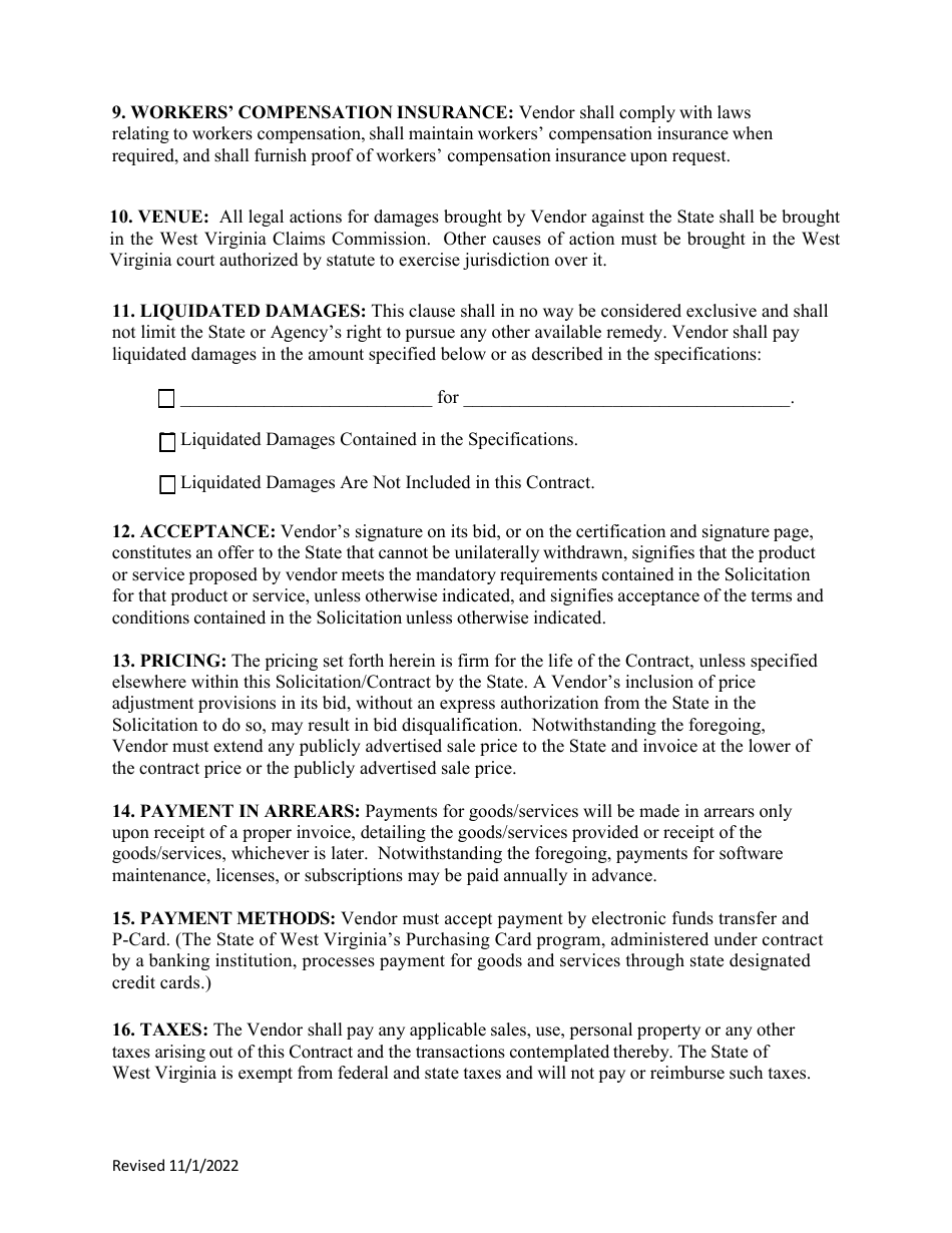 West Virginia Purchasing Master Terms and Conditions - Fill Out, Sign ...