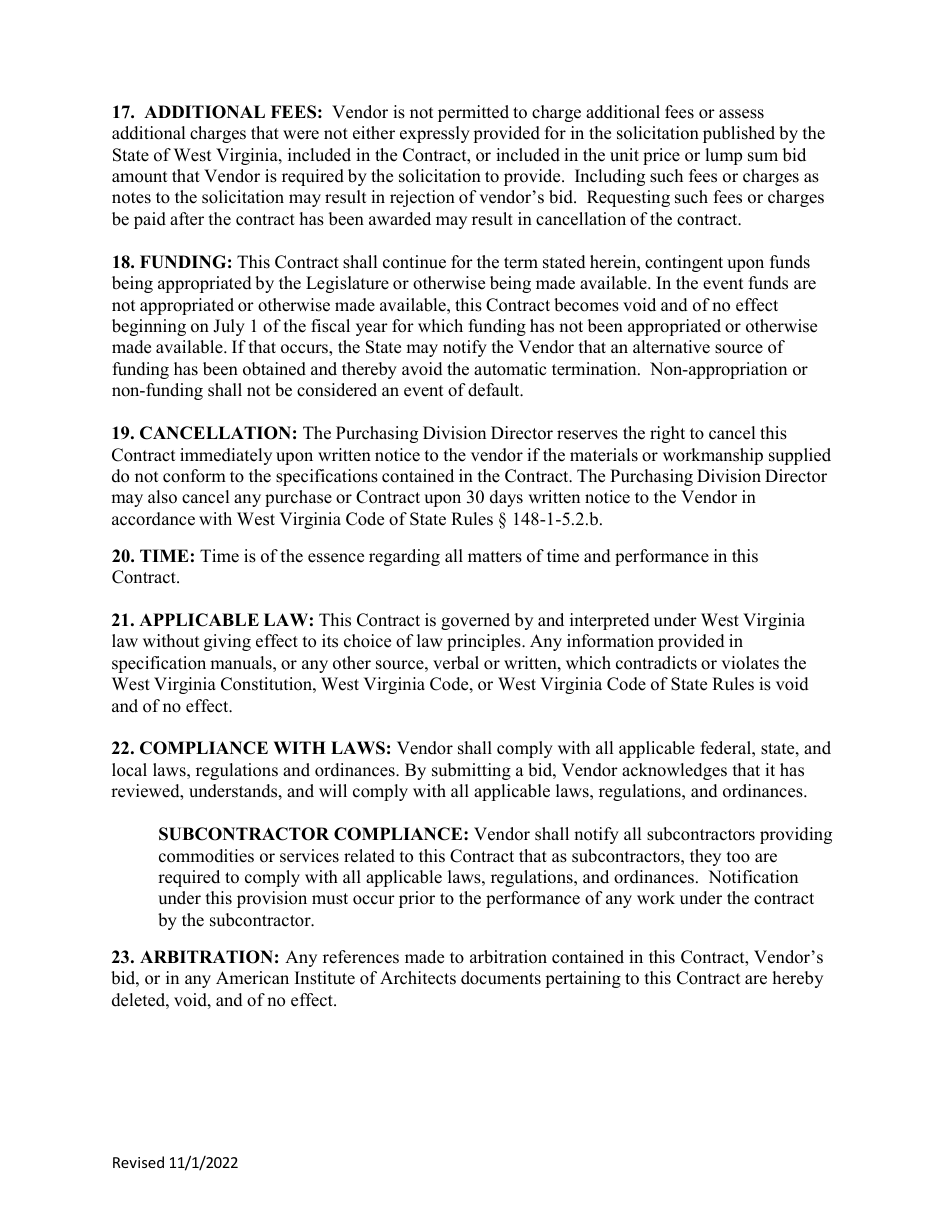 Purchasing Master Terms and Conditions - West Virginia, Page 13