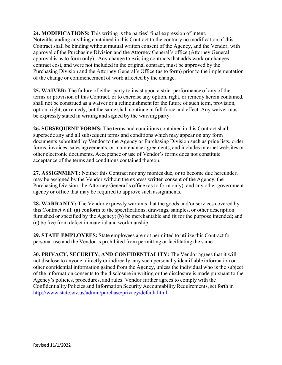 Purchasing Master Terms and Conditions - West Virginia, Page 14