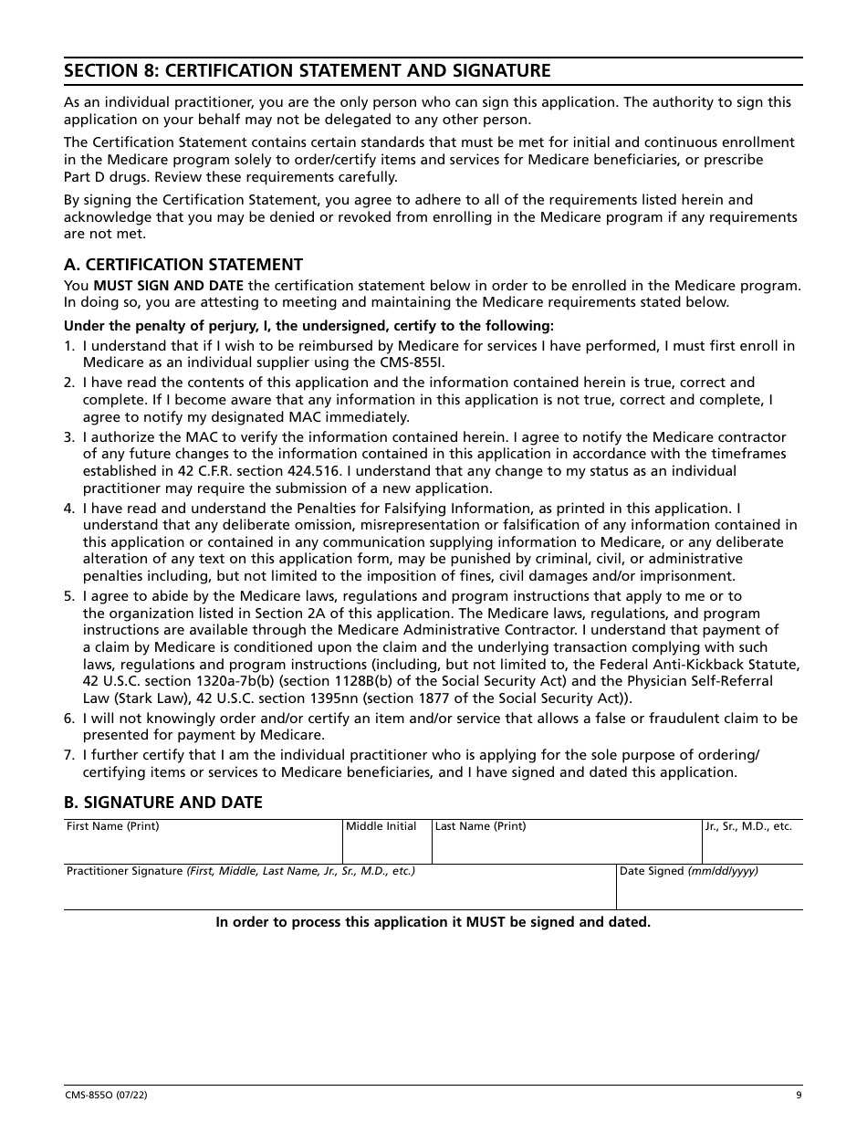 Form CMS-855O - Fill Out, Sign Online and Download Fillable PDF ...