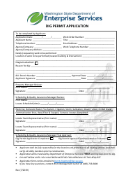 Document preview: Dig Permit Authorization Application - Washington