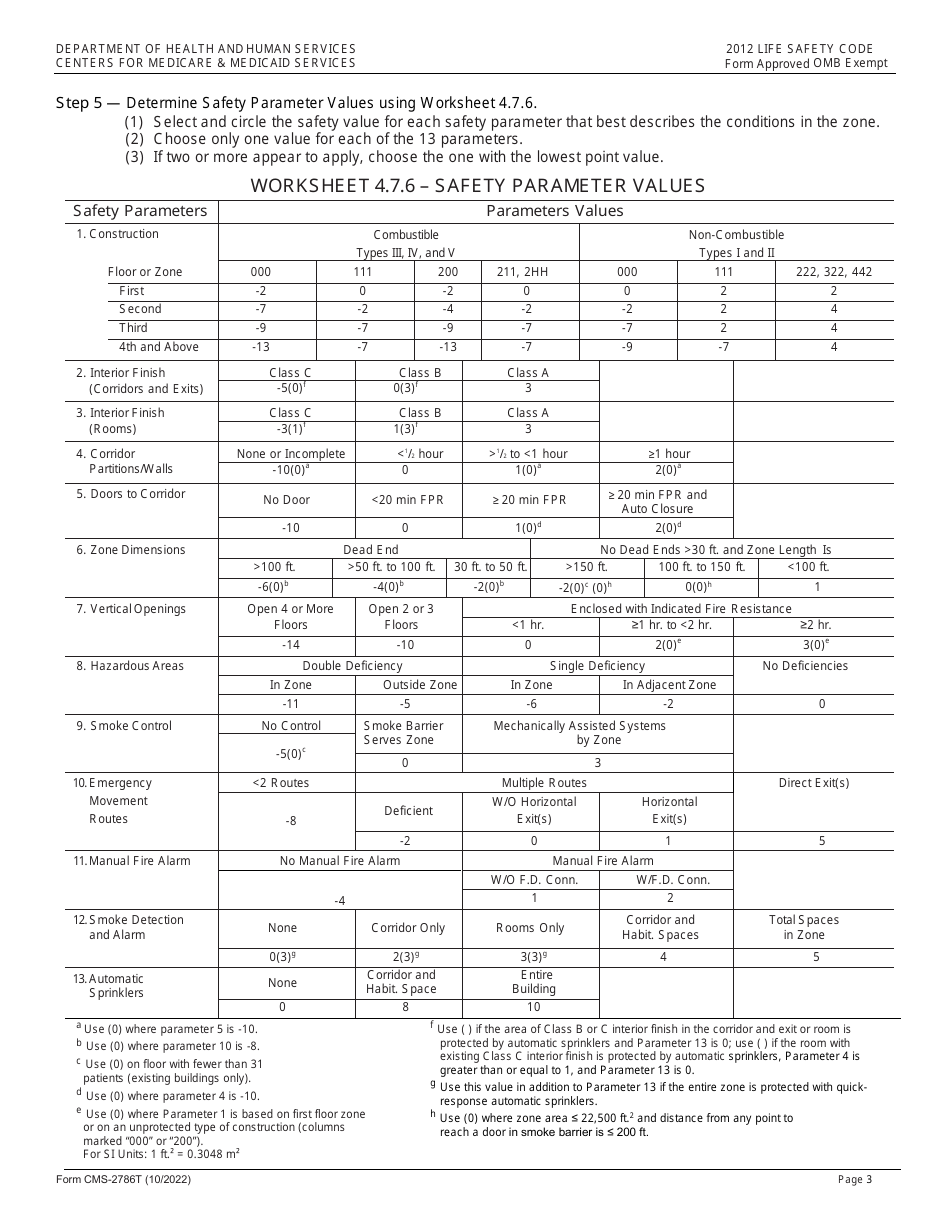 Form CMS-2786T Fire Safety Evaluation System - Health Care Facilities - 2012 Life Safety Code, Page 3