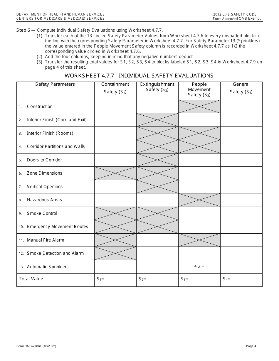 Form CMS-2786T Fire Safety Evaluation System - Health Care Facilities - 2012 Life Safety Code, Page 4