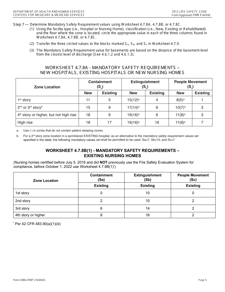 Form CMS-2786T Fire Safety Evaluation System - Health Care Facilities - 2012 Life Safety Code, Page 5