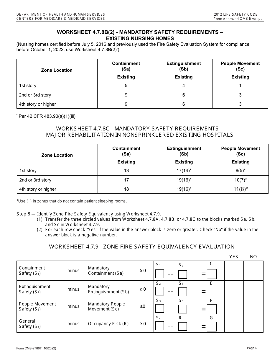 Form CMS-2786T Fire Safety Evaluation System - Health Care Facilities - 2012 Life Safety Code, Page 6