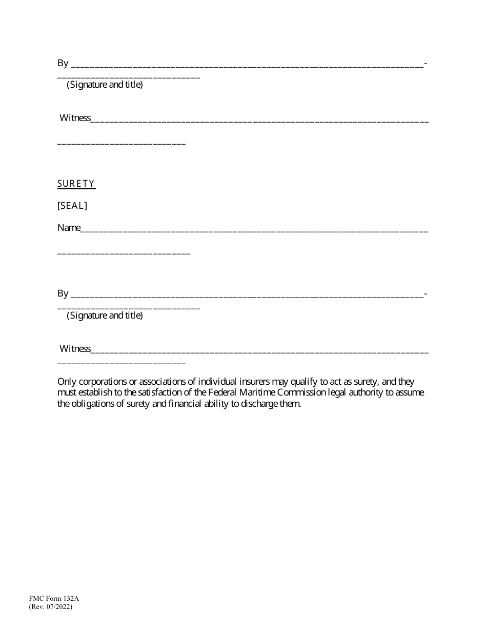 Form FMC-132A Passenger Vessel Surety Bond (Performance), Page 3
