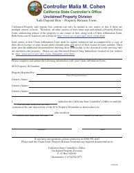 Document preview: Form UPD-306 Safe Deposit Box - Property Release Form - California
